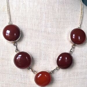 Carnelian Sterling Silver Necklace. New, Handcrafted. Statement, 19" Boxed